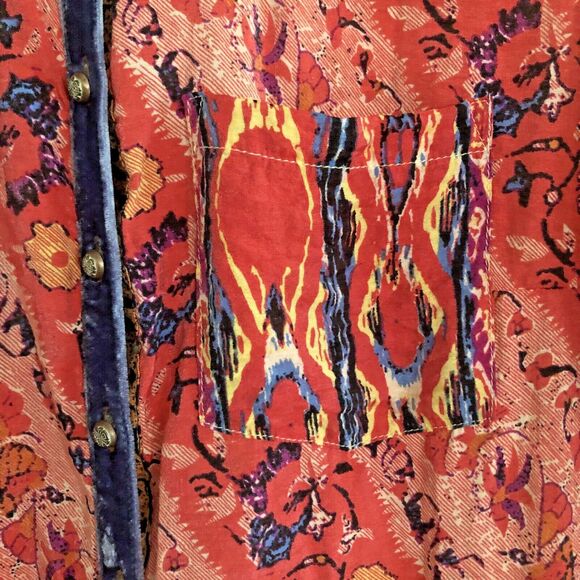 Soft Surrounding Brynn Tunic Blouse Womens Size S Silk Boho Indie Velvet Trim - Picture 13 of 16